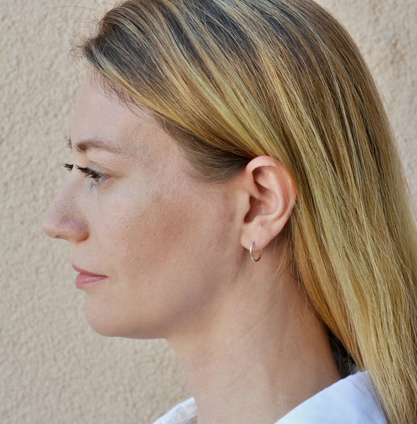 Silver Sleeper Hoop Earrings