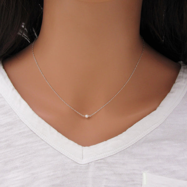 Dainty Tiny Pearl Necklace