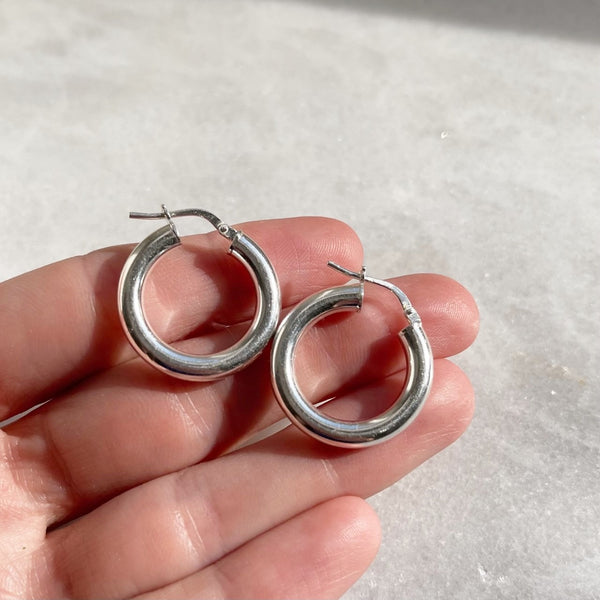 Chunky Silver Hoops