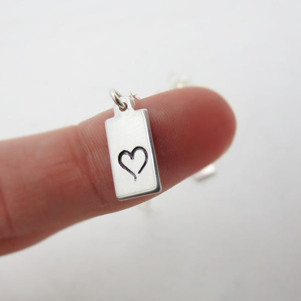 Silver Heart Tag Necklace