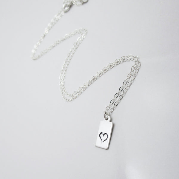 Silver Heart Tag Necklace