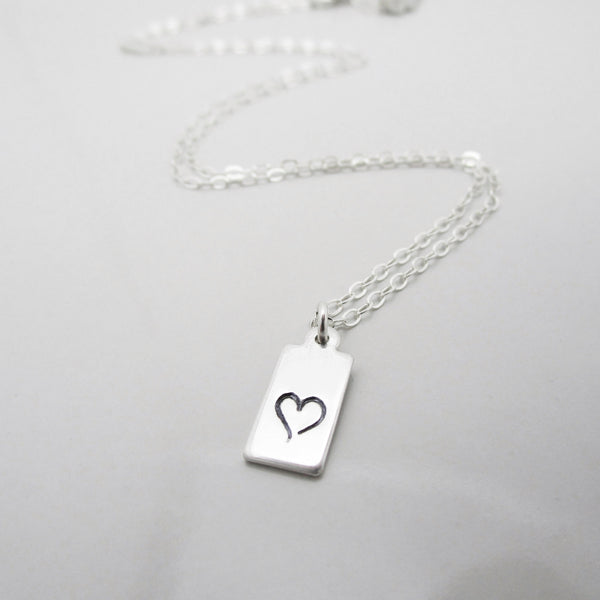 Silver Heart Tag Necklace