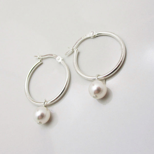 Tiny Pearl Hoop Earrings