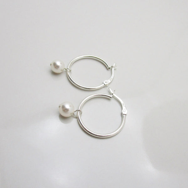 Tiny Pearl Hoop Earrings