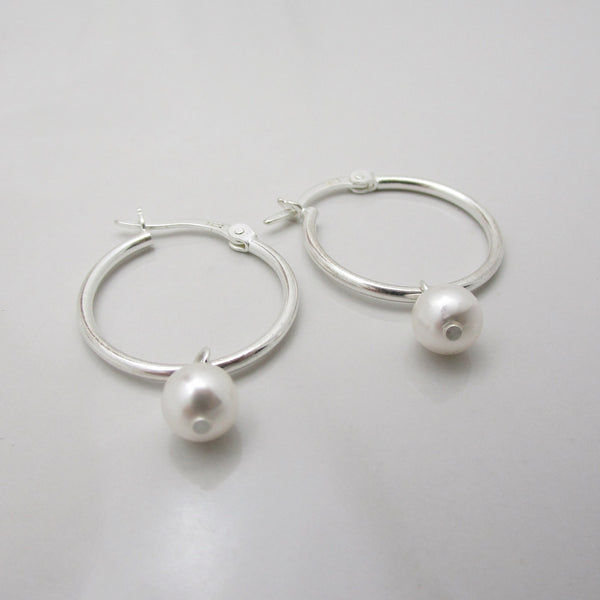 Tiny Pearl Hoop Earrings