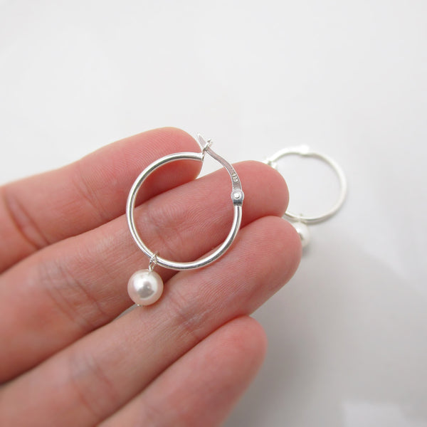 Tiny Pearl Hoop Earrings