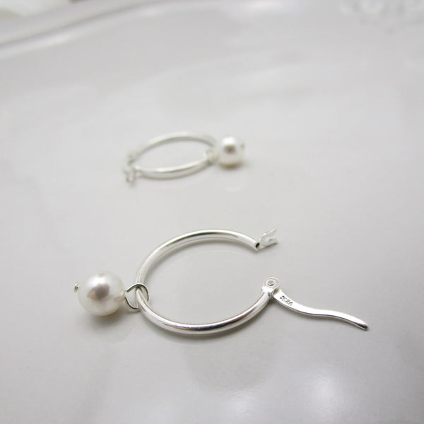 Tiny Pearl Hoop Earrings