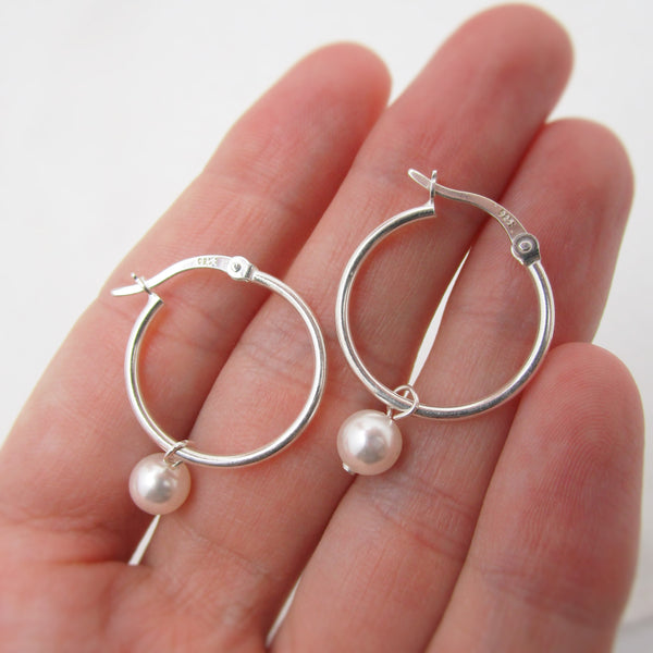 Tiny Pearl Hoop Earrings