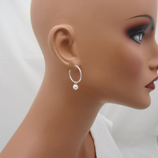 Tiny Pearl Hoop Earrings