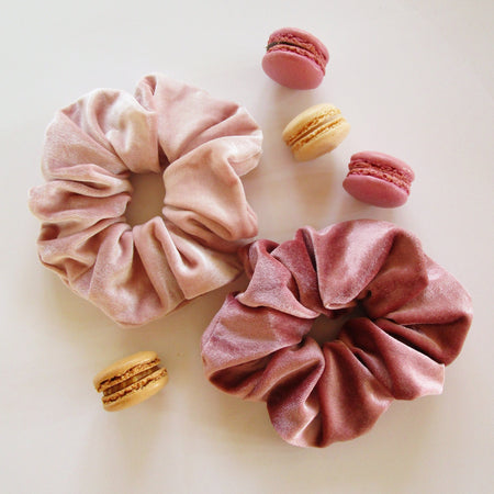 Pink and Purple Satin Scrunchie Set
