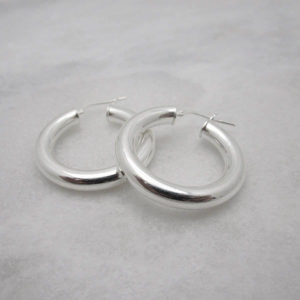 Big Chunky Silver Hoops