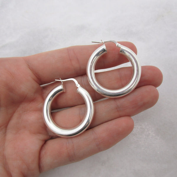 Big Chunky Silver Hoops