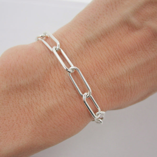 Chunky Silver Paperclip Bracelet