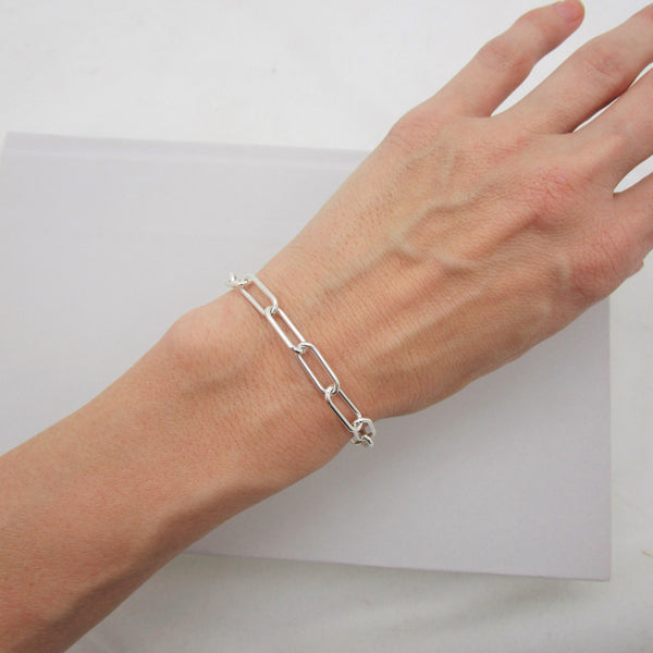 Chunky Silver Paperclip Bracelet
