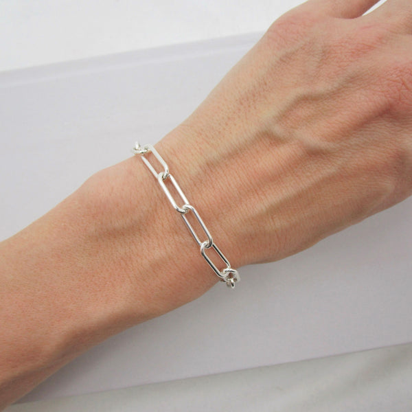 Chunky Silver Paperclip Bracelet