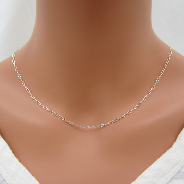 Tiny Paperclip Chain Dainty Necklace