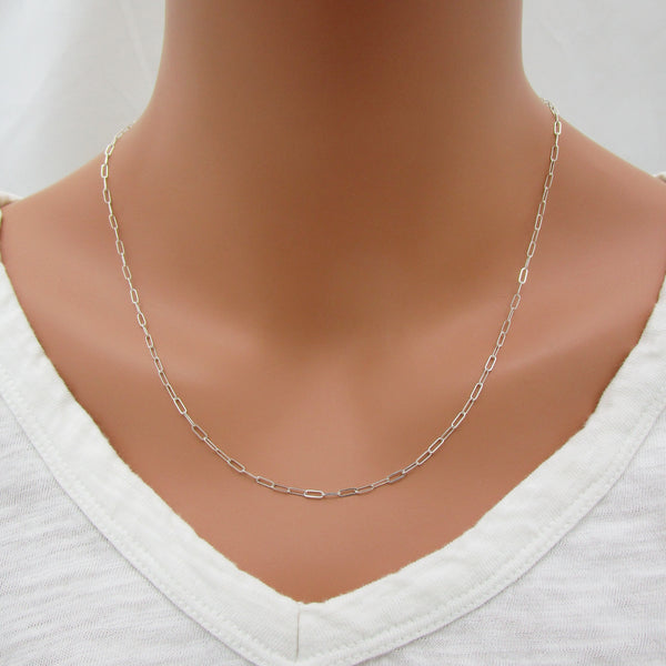 Tiny Paperclip Chain Dainty Necklace