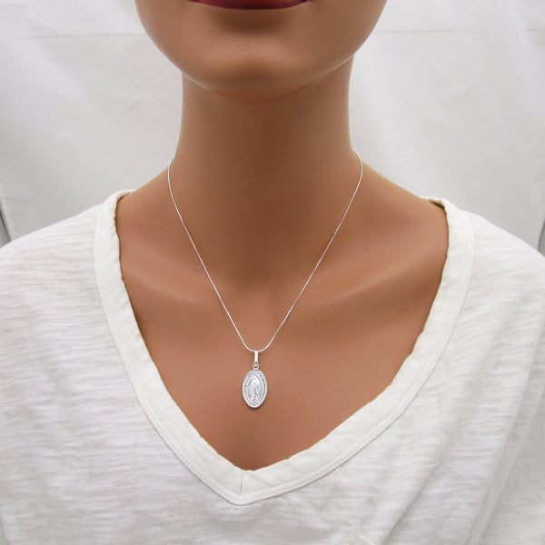 Our Lady of Guadalupe Medal Necklace - Sterling Silver