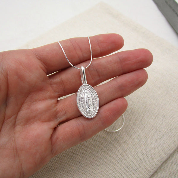 Our Lady of Guadalupe Medal Necklace - Sterling Silver