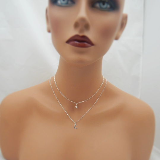 Moon and Star Necklace Set