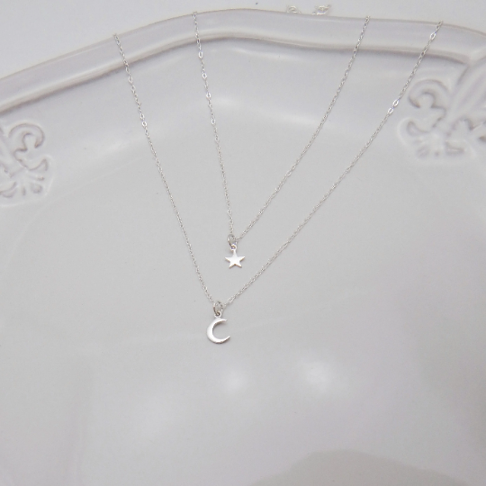 Moon and Star Necklace Set