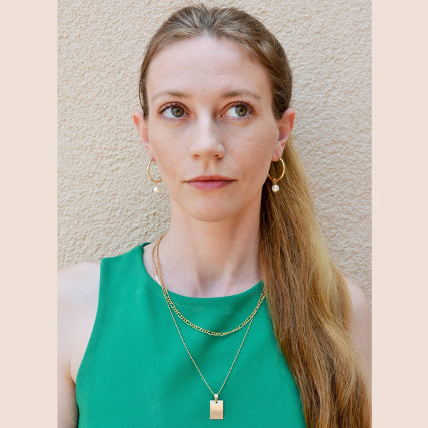 Olivia Large Gold Pearl Hoops