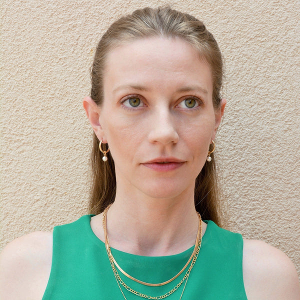 Ava Gold Pearl Hoops