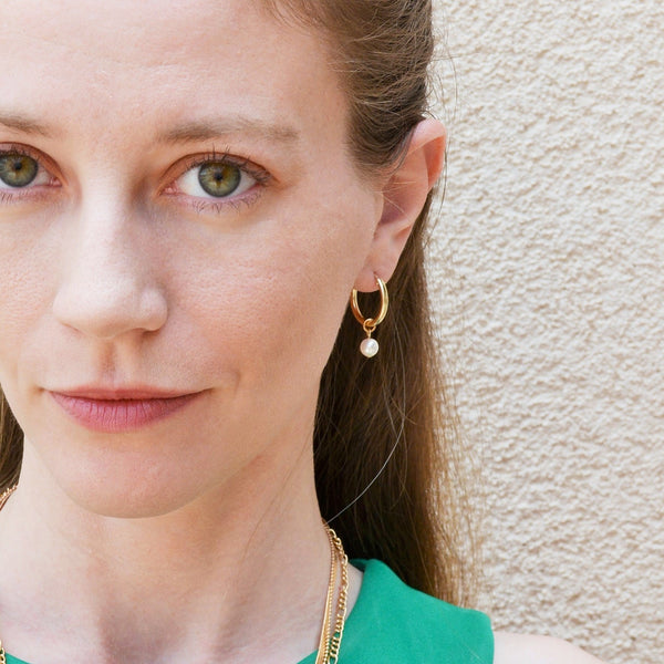 Ava Gold Pearl Hoops