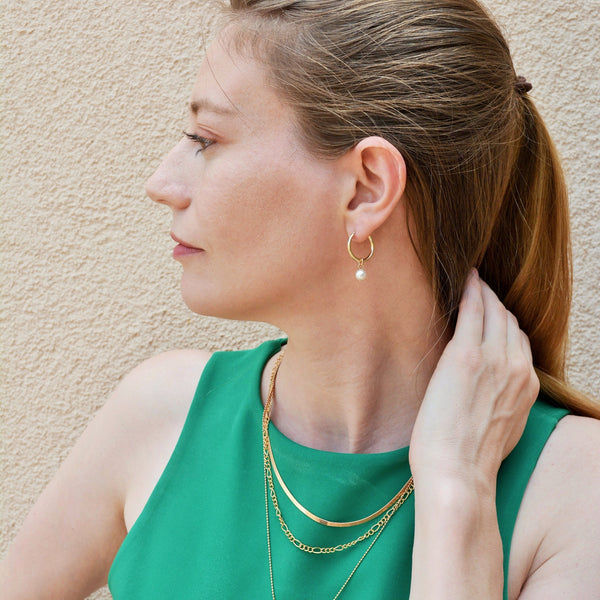 Ava Gold Pearl Hoops