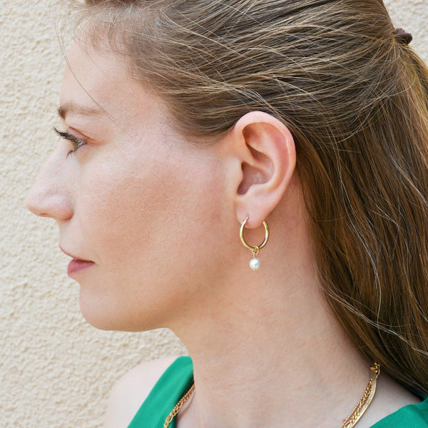 Ava Gold Pearl Hoops