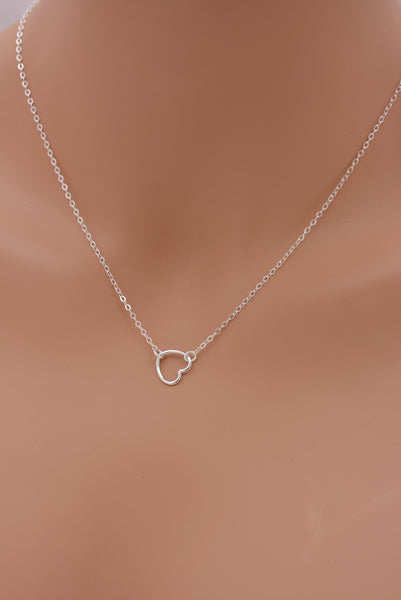 Sterling Silver Open Heart Necklace