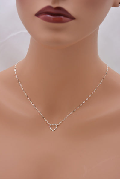 Sterling Silver Open Heart Necklace