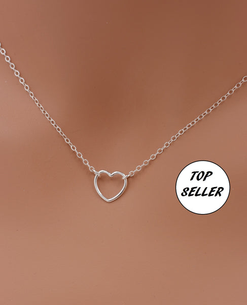 Sterling Silver Open Heart Necklace