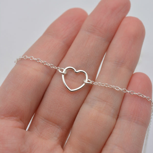 Sterling Silver Open Heart Necklace