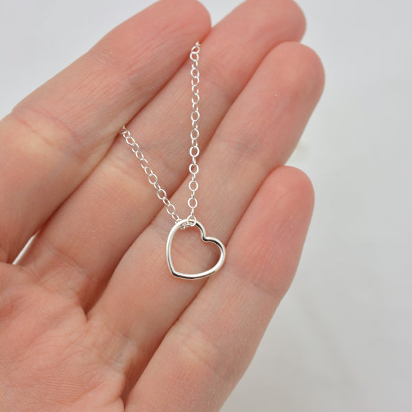 Silver Floating Heart Necklace