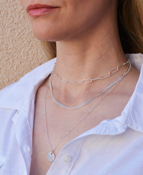 Silver Curb Chain Necklace