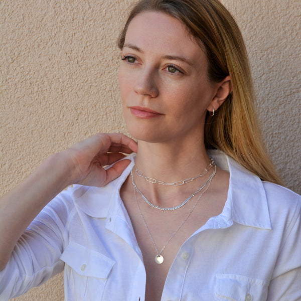 Silver Curb Chain Necklace