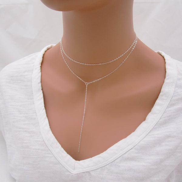 Dainty Lariat Necklace Set