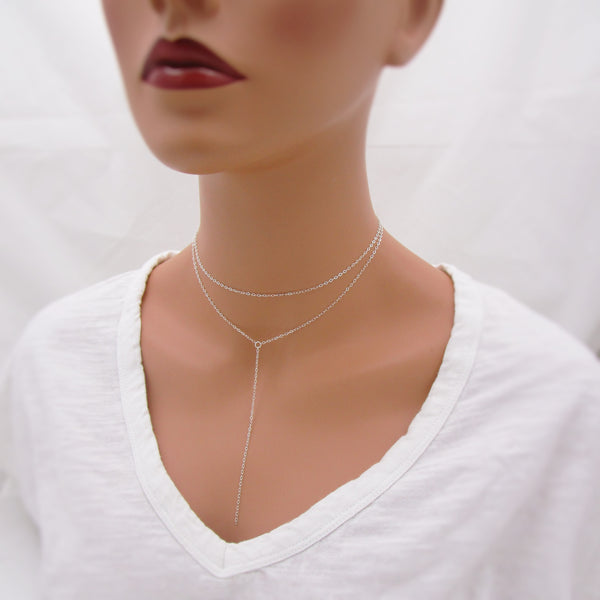 Dainty Lariat Necklace Set