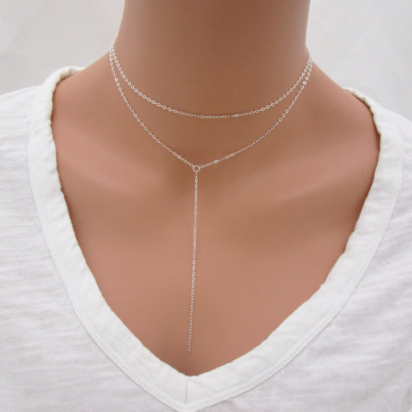 Dainty Lariat Necklace Set