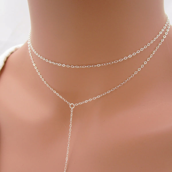 Dainty Lariat Necklace Set