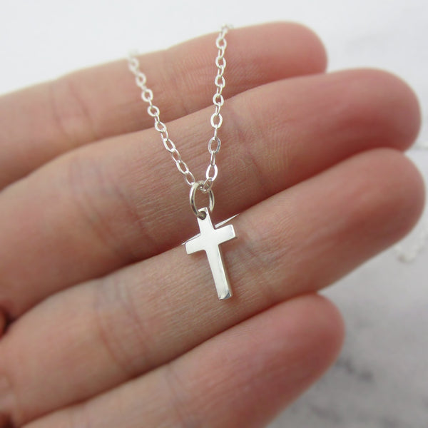 Childs Tiny Cross Necklace - 925 Sterling Silver