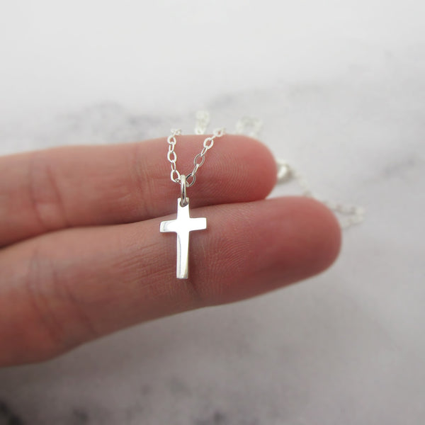 Childs Tiny Cross Necklace - 925 Sterling Silver