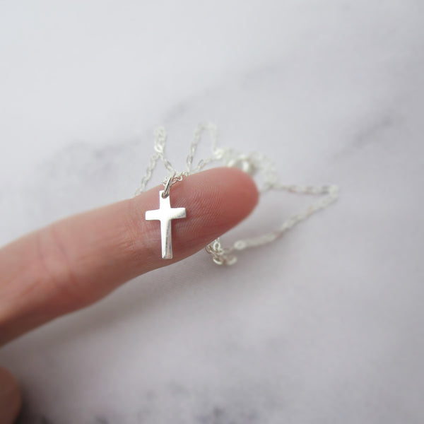 Childs Tiny Cross Necklace - 925 Sterling Silver
