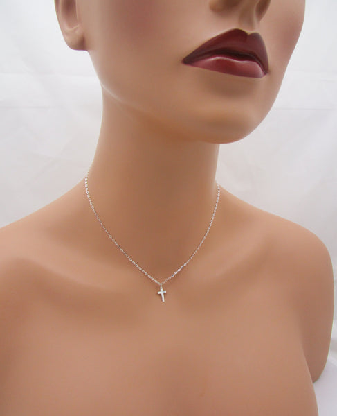 Childs Tiny Cross Necklace - 925 Sterling Silver
