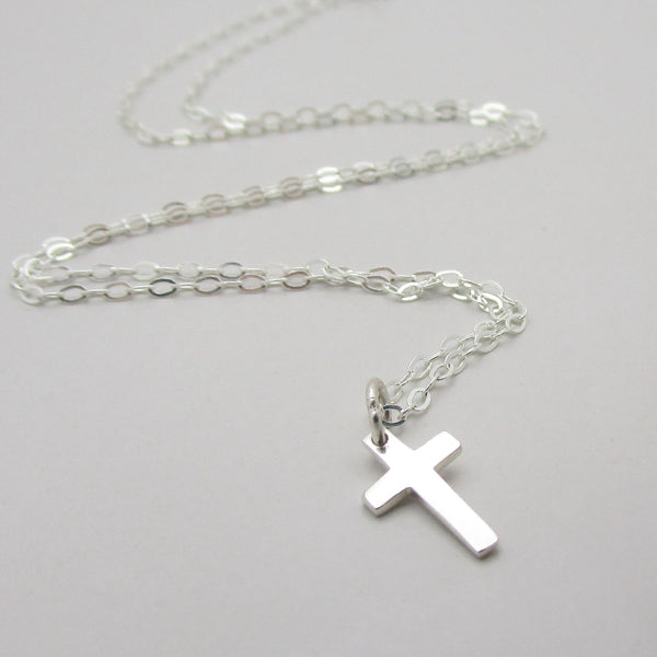 Childs Tiny Cross Necklace - 925 Sterling Silver
