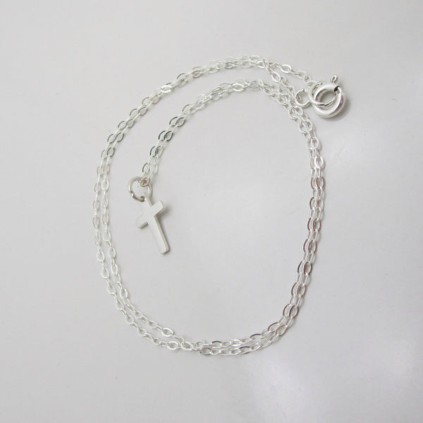 Childs Tiny Cross Necklace - 925 Sterling Silver