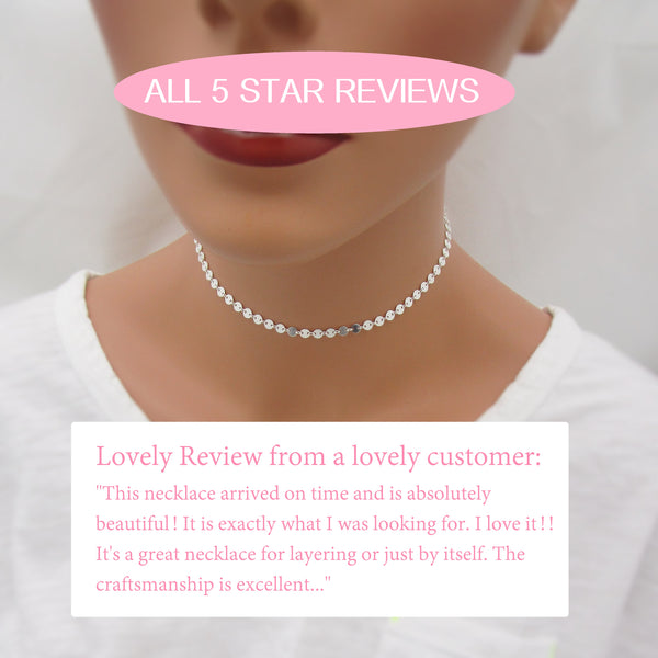 Tiny Coin Disc Necklace - Sterling Silver