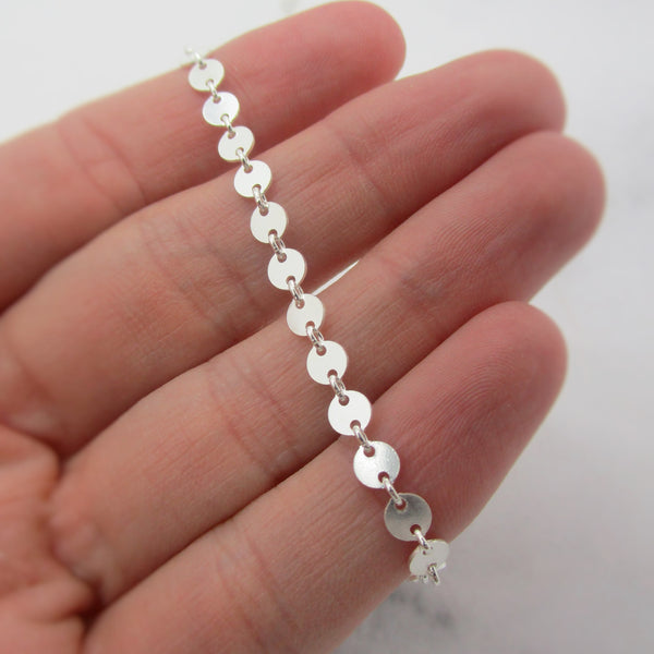 Tiny Coin Disc Necklace - Sterling Silver