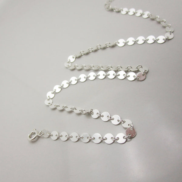 Tiny Coin Disc Necklace - Sterling Silver